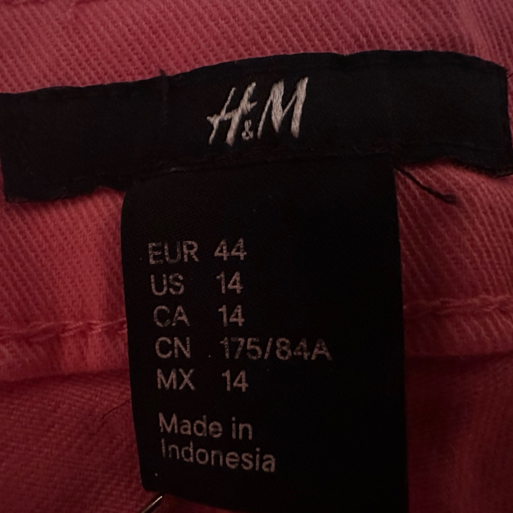 H&M Coral Pink Cropped Pants Size 14 | Stretch Cotton Ankle Length - Picture 4 of 5